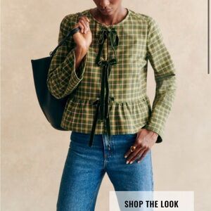 Sézane Green Plaid Blouse